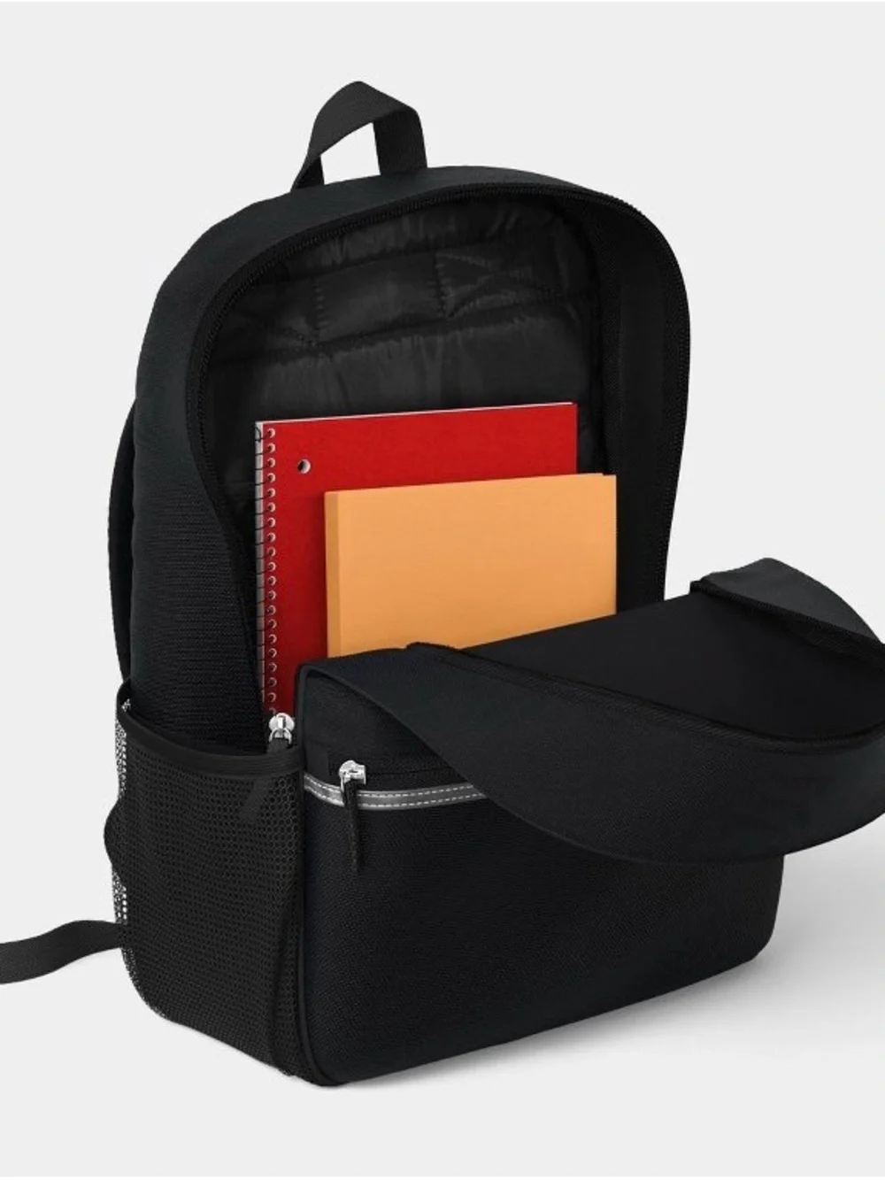 Black Minimalist Kids Men’s Women’s  Backpack Lunch Bag Water Bottle Sets